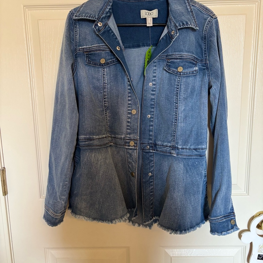 LOGO by Lori Goldstein Blue Jean Jacket Classic Style